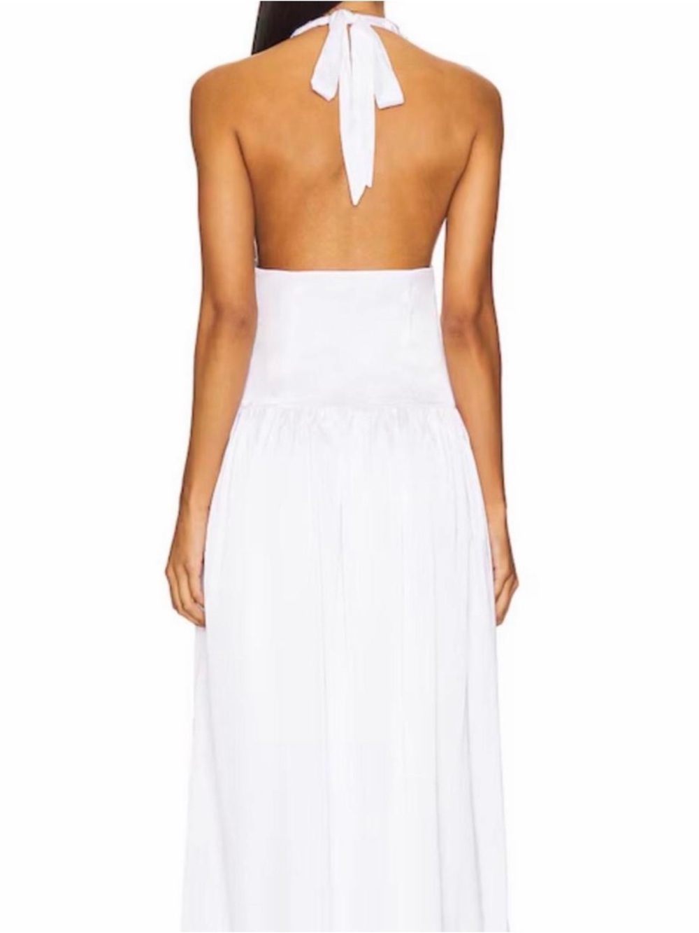 White Halter Ruffle Maxi Dress - Picture 2 of 3